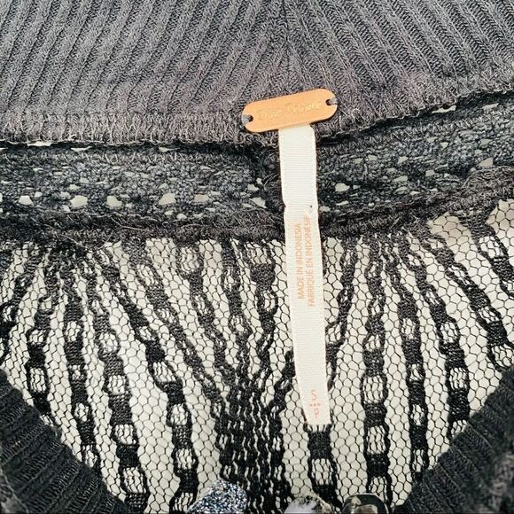 Free People Spring Valley Lace Waffle Knit Thermal Boho Top - Picture 9 of 9